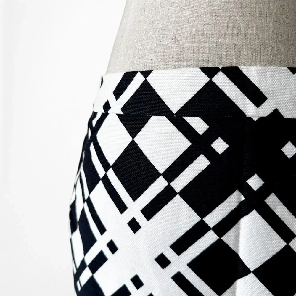 Vintage Y2K White Blue Zipper Detail Knee Length Bodycon Pencil Skirt Size S/M